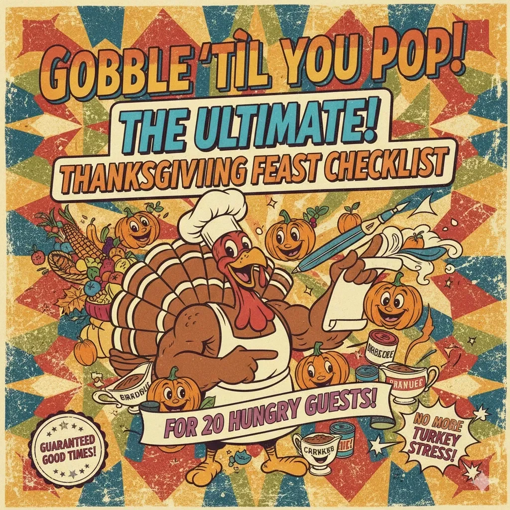 Checklist for Planning Thanksgiving for 20 | Printable Thanksgiving Planner | Holiday Dinner Party Guide | Digital Download for Thanksgiving Menu & Prep Timeline