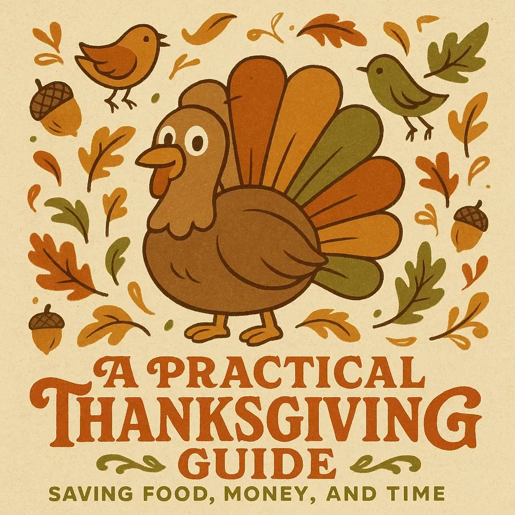 A Practical Thanksgiving Guide to Saving Food, Money, and Time | Ebook on How to Reduce Food Waste on Thanksgiving, Smart Meal Planning, Creative Leftover Recipes, and Stress-Free Hosting Tips