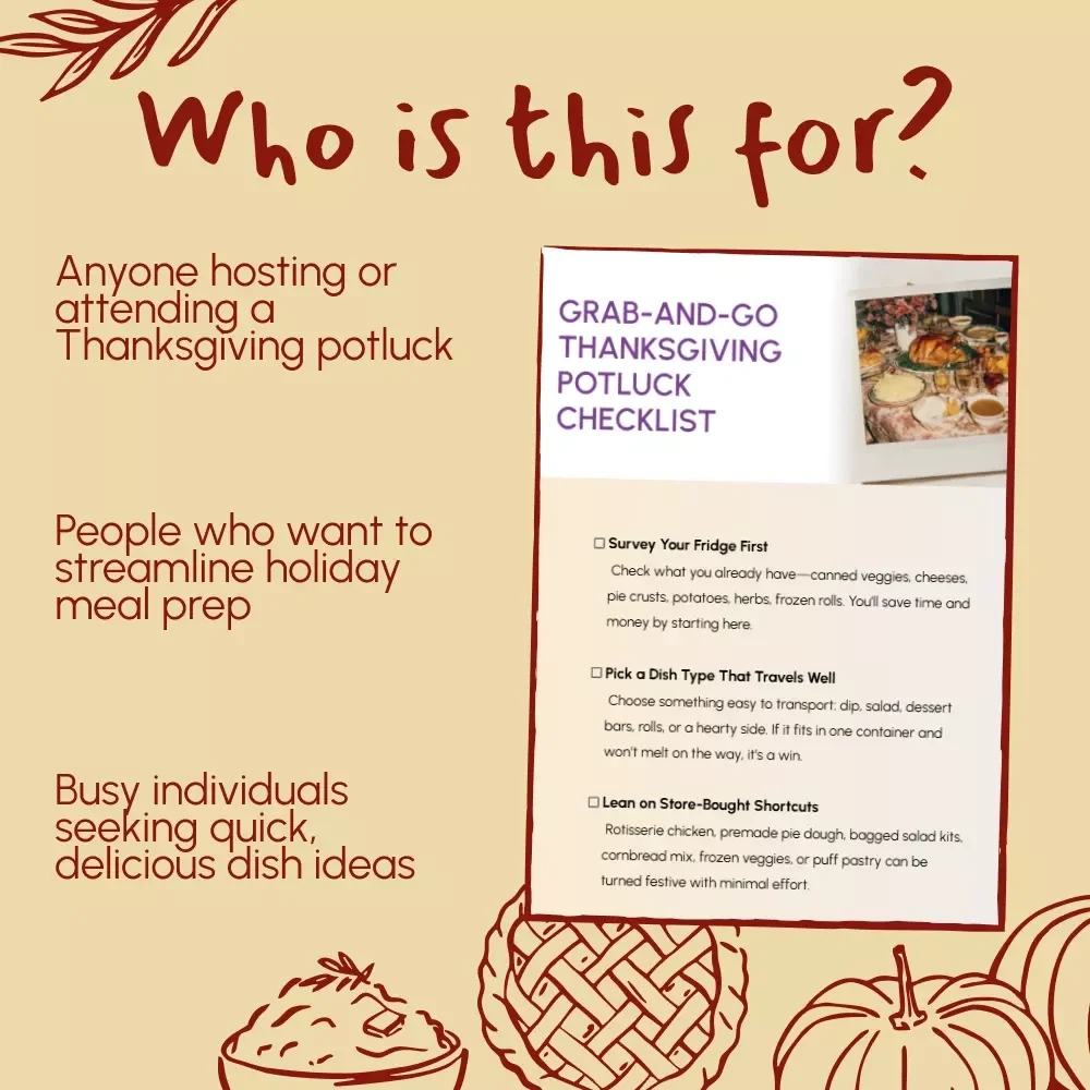 Grab-and-Go Thanksgiving Potluck Checklist - Easy Digital Download for Effortless Holiday Gatherings