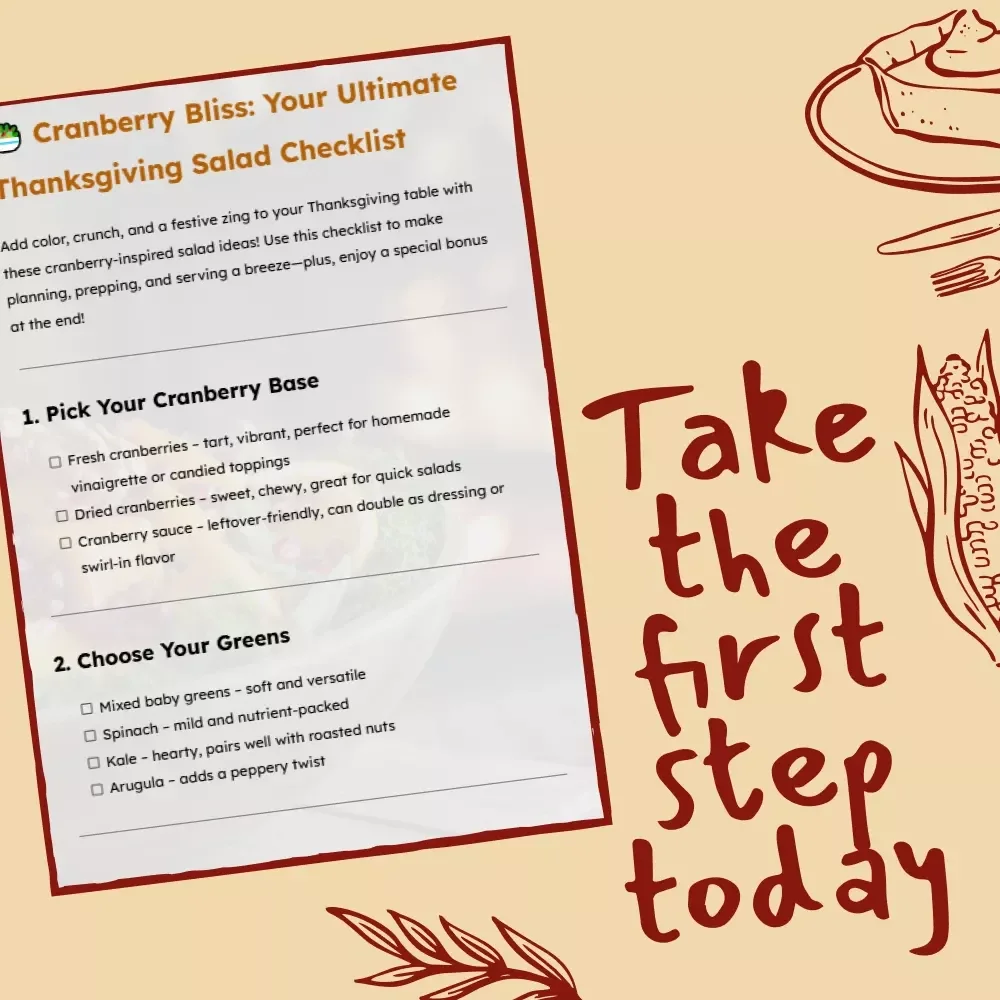Cranberry Bliss: Your Ultimate Thanksgiving Salad Checklist | Easy thanksgiving salad recipes with cranberries | Printable Holiday Meal Planner for Festive Hosting