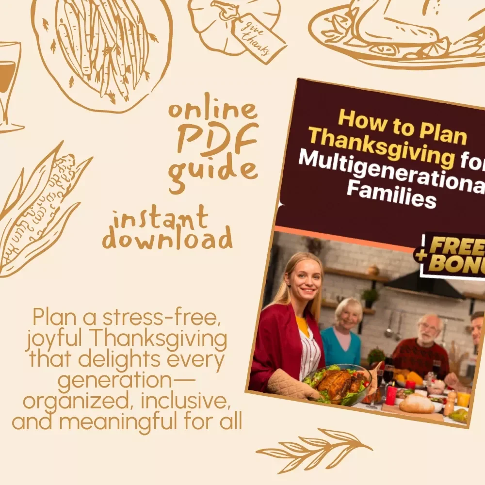 How to Plan Thanksgiving for Multigenerational Families | Printable Holiday Guide | Thanksgiving Hosting Tips | Family Gathering Planner | Digital Download