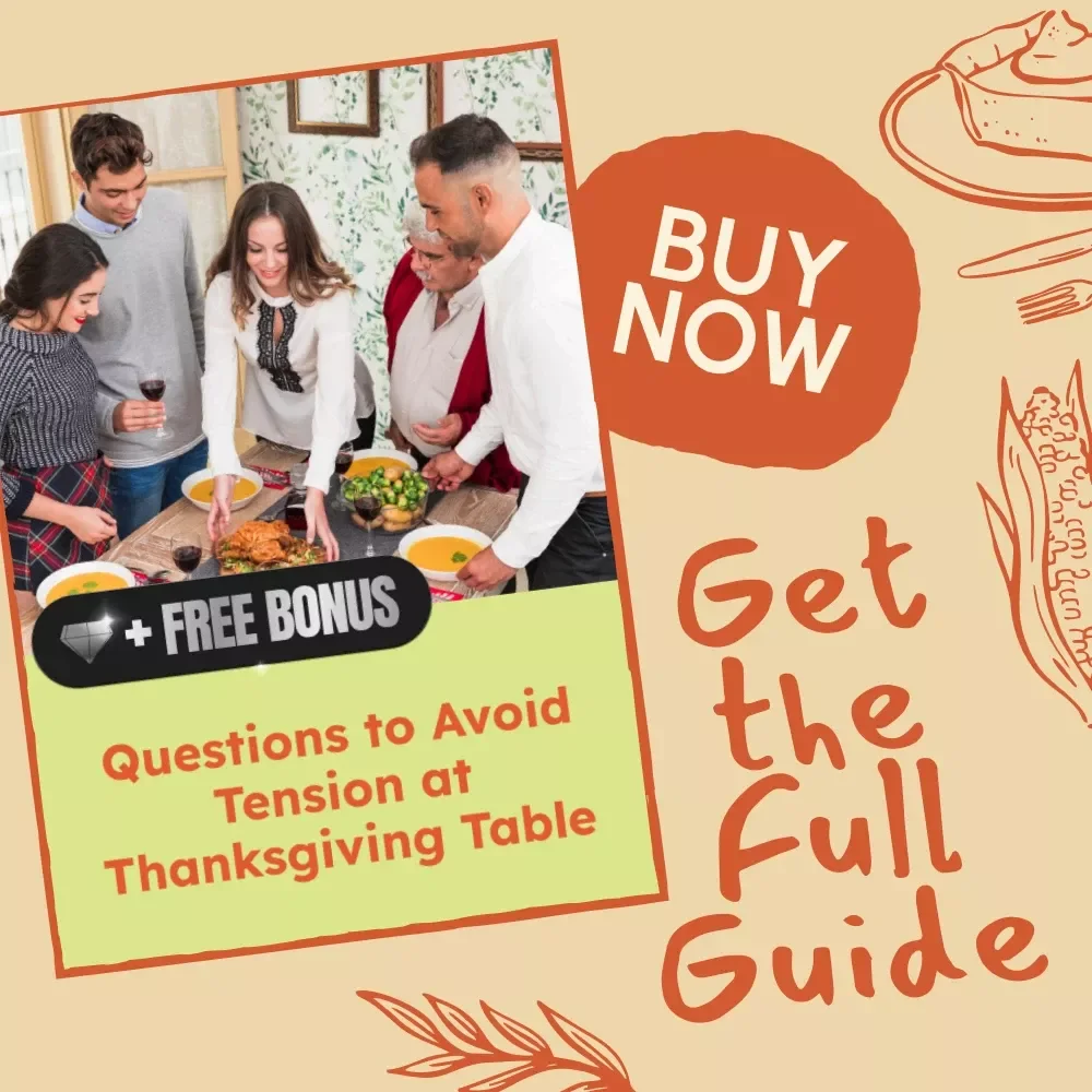 Questions to Avoid Tension at Thanksgiving Table | Conversation Guide for a Peaceful Holiday | Printable Digital Download for Stress-Free Thanksgiving Dinner