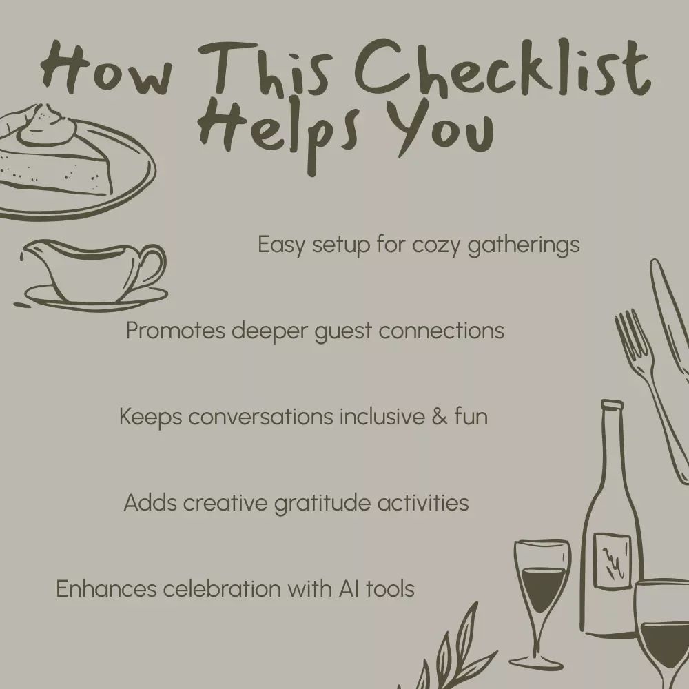 Friendsgiving Gratitude Circle Checklist | Digital Download Guide on How to Run a Gratitude Circle at Friendsgiving | Printable Thanksgiving Checklist for Hosting Meaningful Gatherings