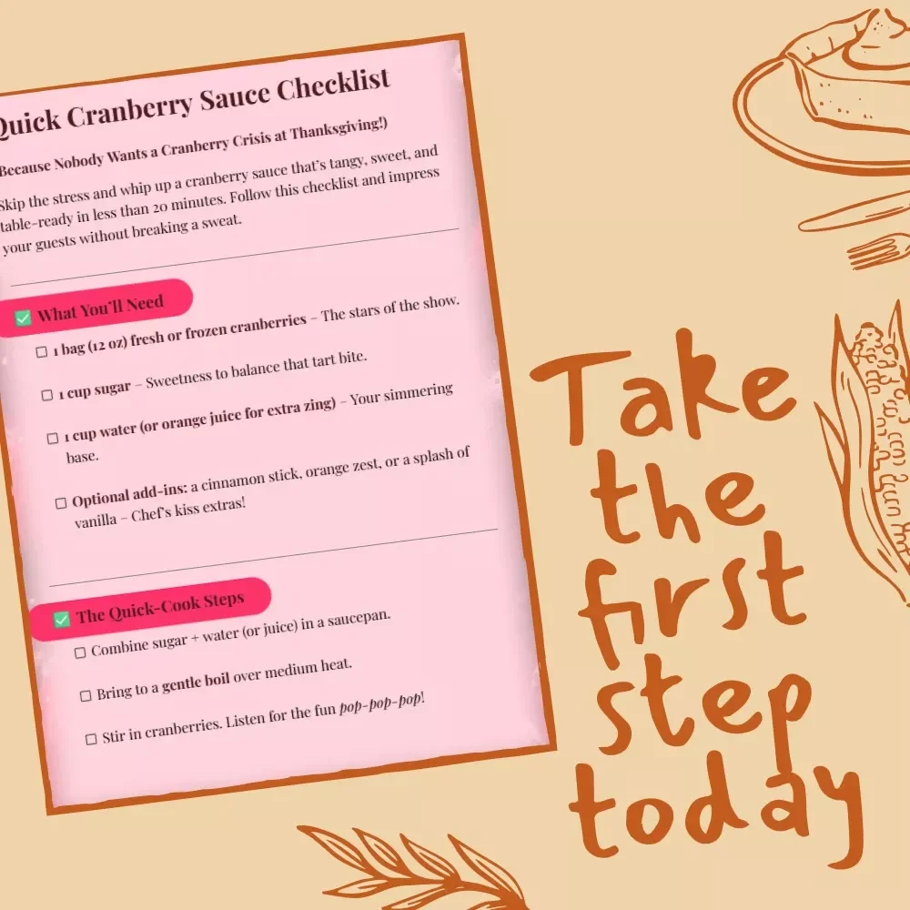 Quick Cranberry Sauce Checklist | Instant Download | Holiday Cooking Guide | Quick Cranberry Sauce Recipe Made Simple