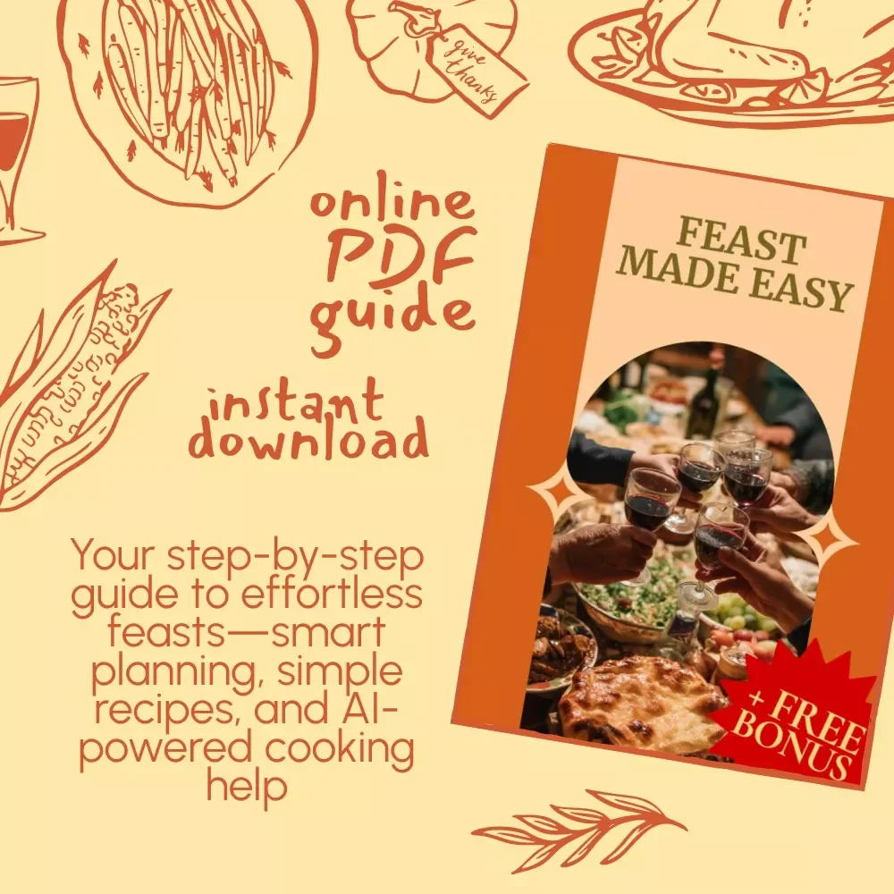 Feast Made Easy | Thanksgiving Menu Planning Guide | How to Plan a Simple Thanksgiving Menu | AI Recipe & Cooking Assistant | Printable Digital Download