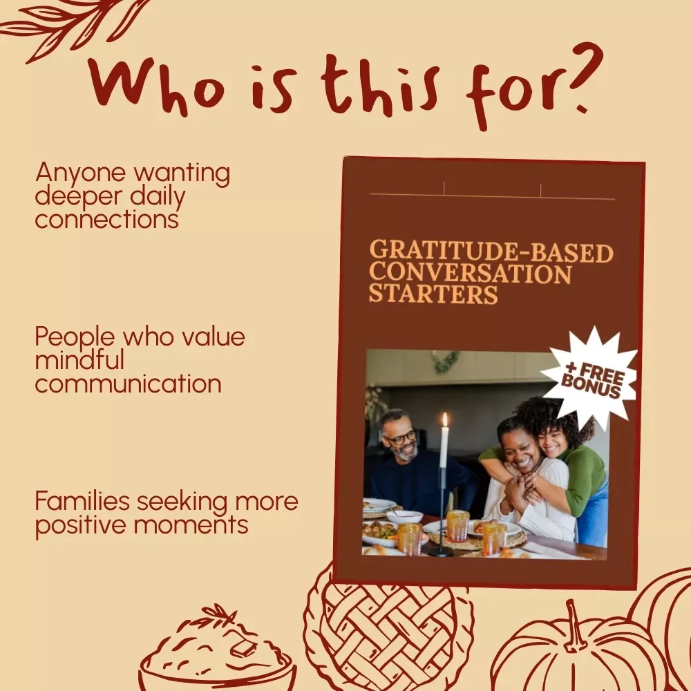 Gratitude-Based Conversation Starters | Printable eBook for Families, Friends & Groups | Digital Download for Meaningful Connections | Gratitude-Based Conversation Starters Guide