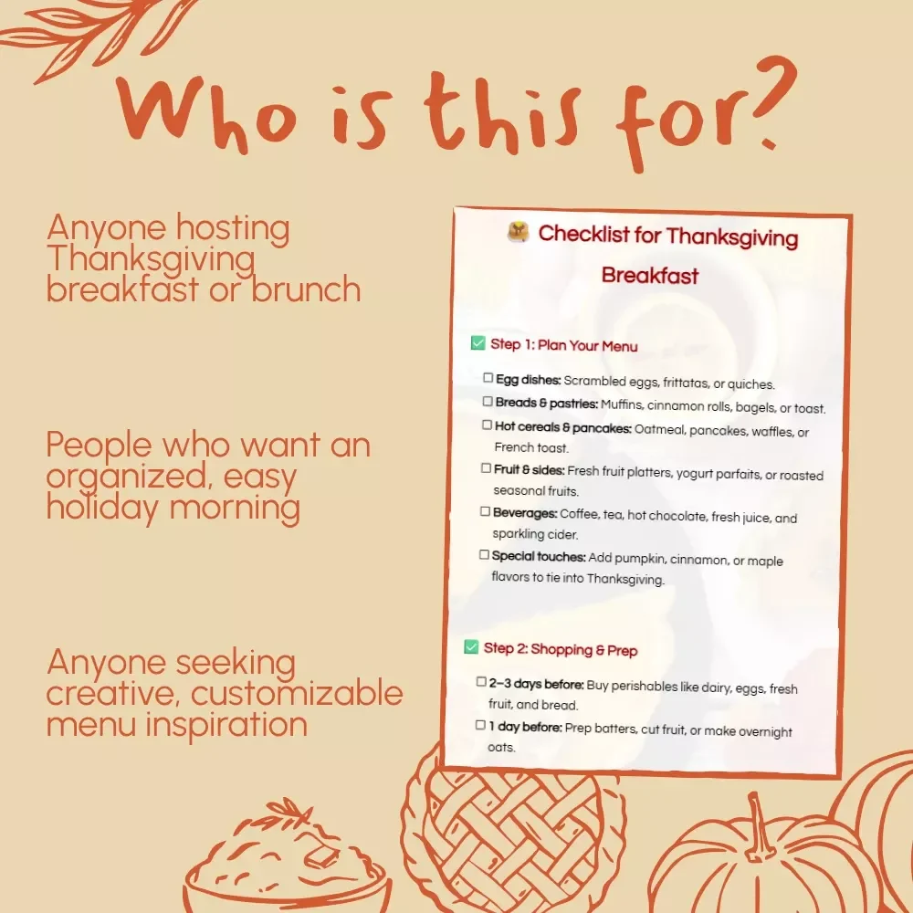 Checklist for Thanksgiving Breakfast | Digital Download Guide for Holiday Morning | Thanksgiving Breakfast Planner, Menu Ideas, and AI Planning Tips for Easy Holiday Hosting
