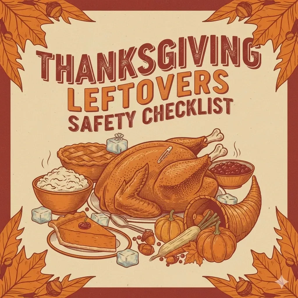 Thanksgiving Leftovers Safety Checklist | Printable Food Safety Guide for Holiday Meals | How to Manage Thanksgiving Leftovers Safely | Kitchen Organization Digital Download