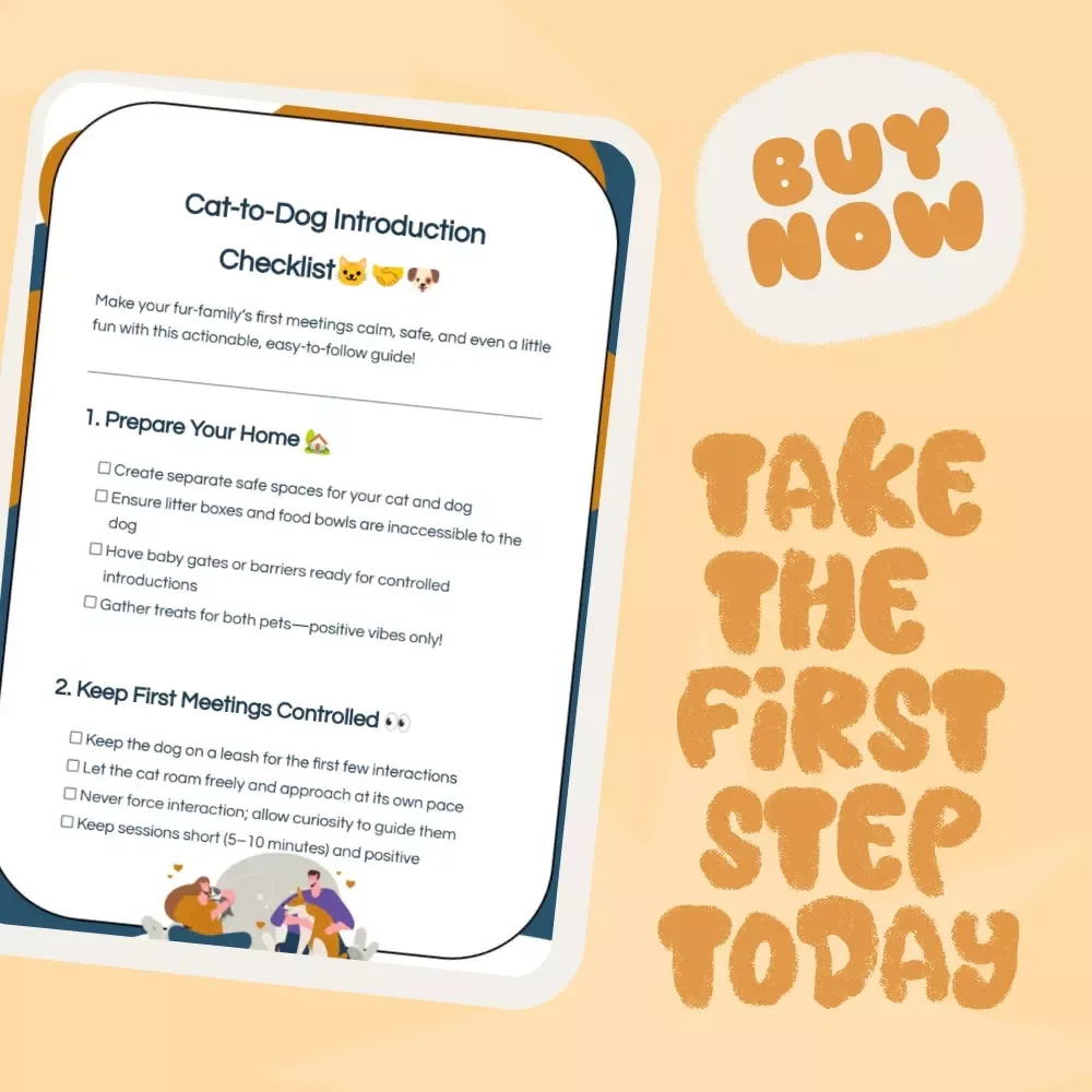 Cat-to-Dog Introduction Checklist | Printable Pet Owner Guide for Calm, Safe First Meetings | What to Do When Introducing Cats to Dogs | Digital Download PDF