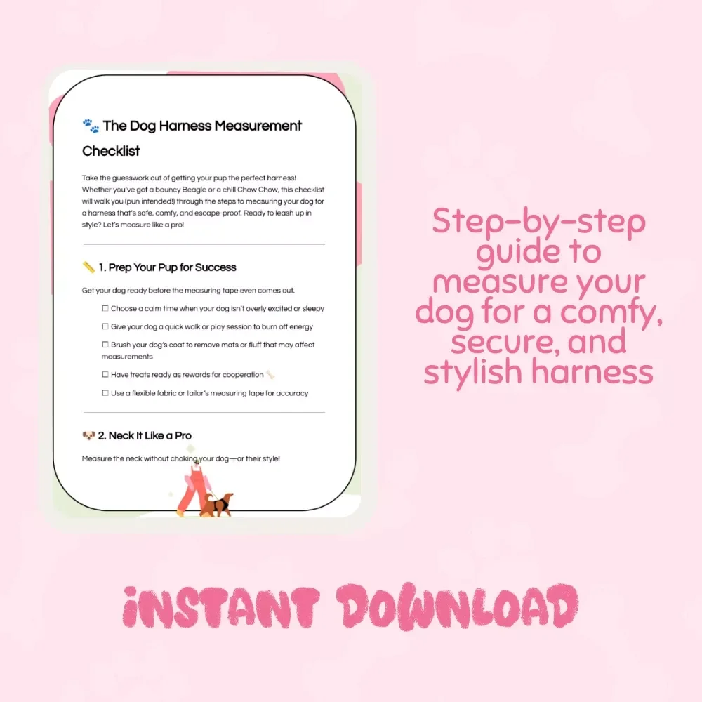 The Dog Harness Measurement Checklist | Printable Pet Guide | How to Measure a Dog for a Harness Correctly | Instant Digital Download for Dog Owners & Pet Lovers