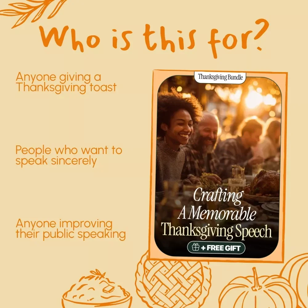 Crafting a Memorable Thanksgiving Speech | Printable Guide for Writing a Heartfelt Toast | How to Write a Short Thanksgiving Speech | Digital Download for Family Gatherings & Holiday Celebrations