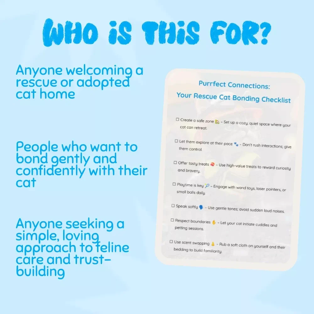 Purrfect Connections: Your Rescue Cat Bonding Checklist | Digital Cat Adoption Guide, Printable Pet Care eBook, Cat Lover Download