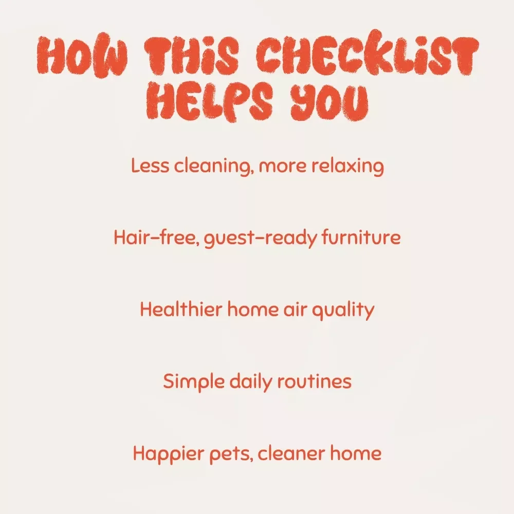 Ultimate Checklist: Best Ways to Manage Pet Hair on Furniture | Printable Pet Hair Cleaning Guide for Pet Owners, Cat & Dog Furniture Care Checklist, Digital Download