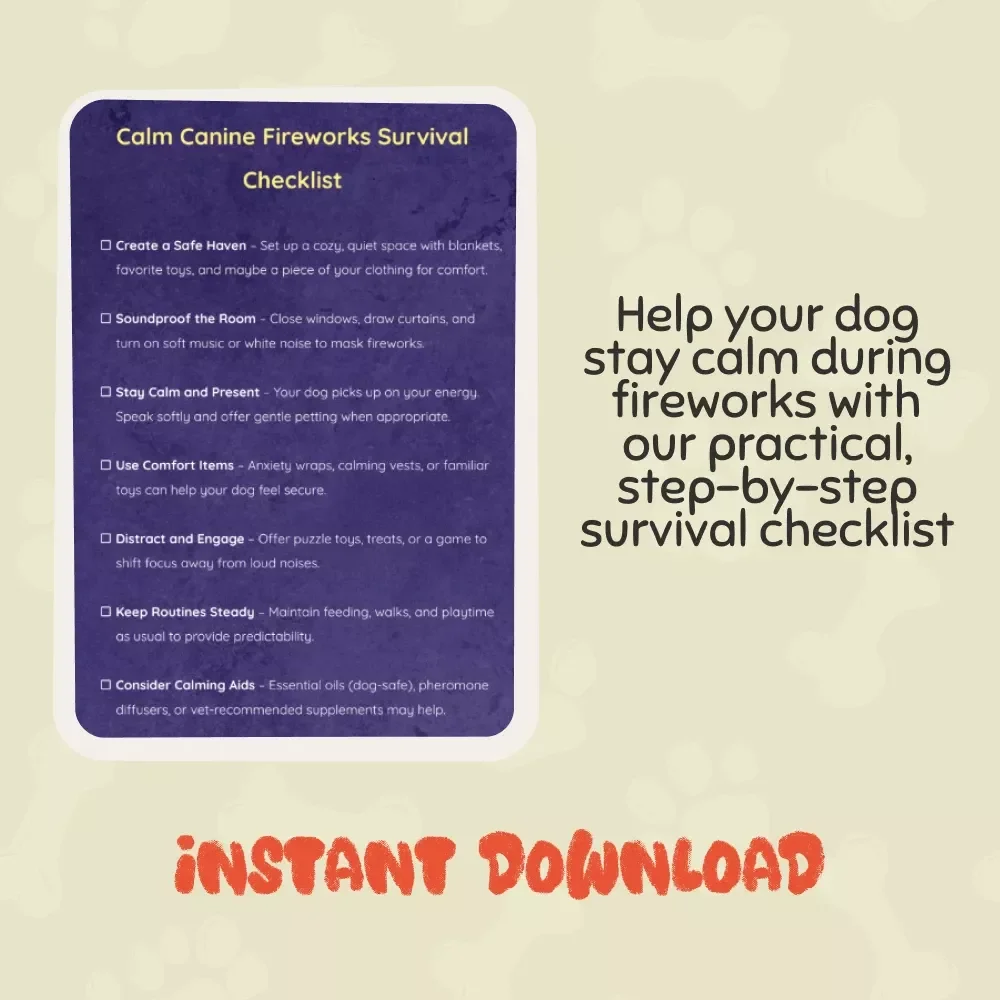 Calm Canine Fireworks Survival Checklist - Essential Guide for Managing Dog Anxiety During Fireworks