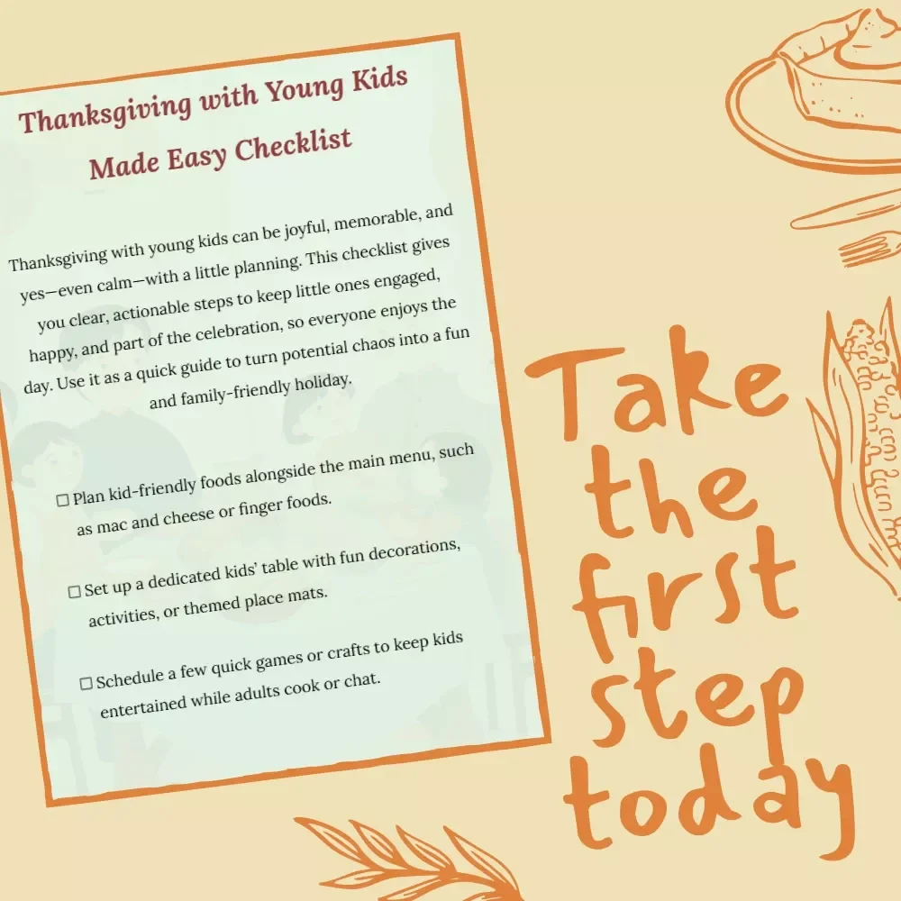 Thanksgiving with Young Kids Made Easy Checklist | Family Holiday Planning Guide | Tips for Thanksgiving with Young Kids | Printable Digital Download