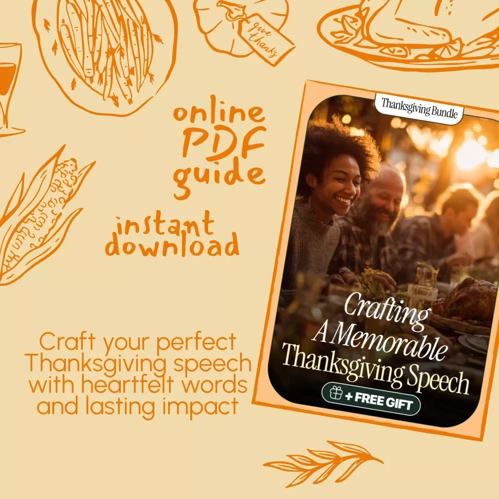 Crafting a Memorable Thanksgiving Speech | Printable Guide for Writing a Heartfelt Toast | How to Write a Short Thanksgiving Speech | Digital Download for Family Gatherings & Holiday Celebrations
