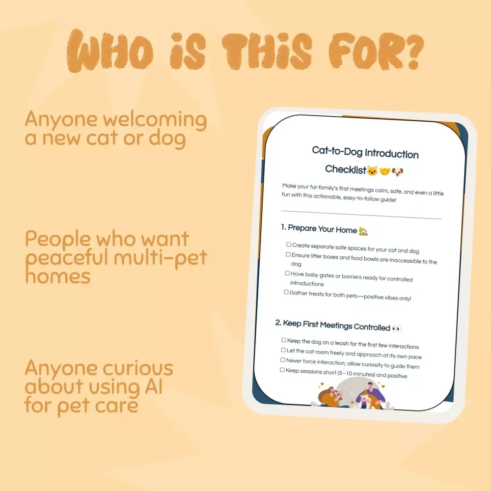 Cat-to-Dog Introduction Checklist | Printable Pet Owner Guide for Calm, Safe First Meetings | What to Do When Introducing Cats to Dogs | Digital Download PDF