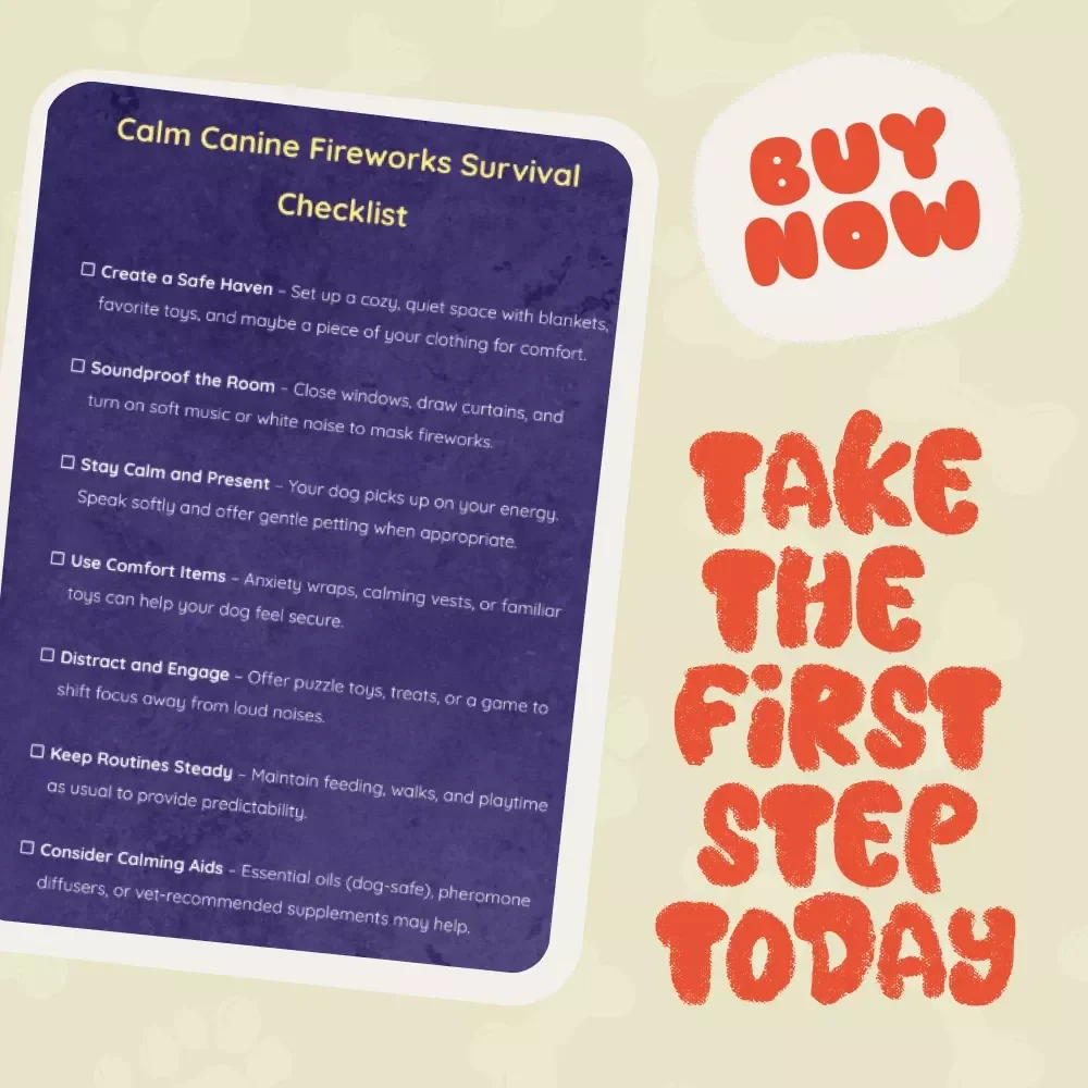 Calm Canine Fireworks Survival Checklist - Essential Guide for Managing Dog Anxiety During Fireworks