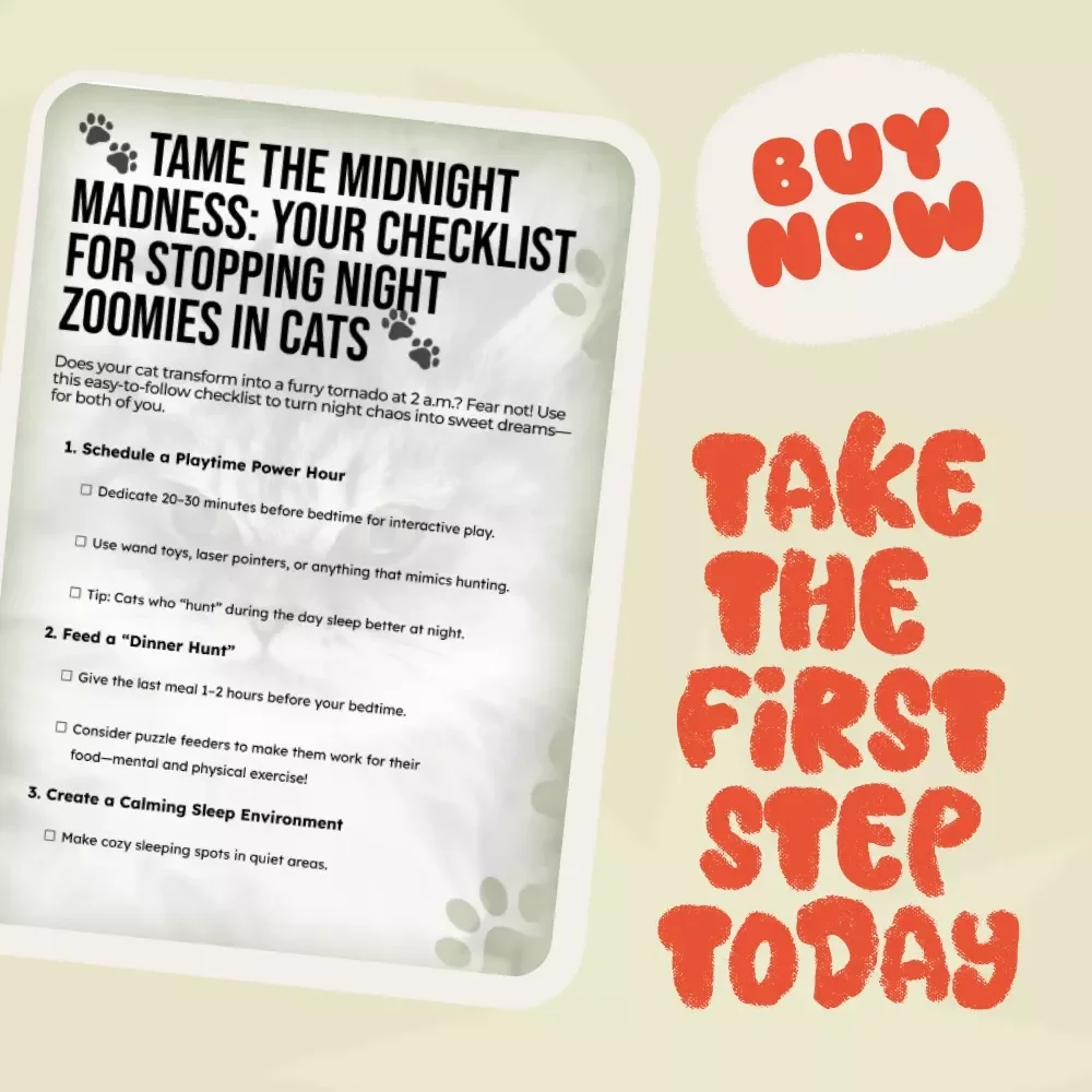 Tame the Midnight Madness: Your Checklist for Stopping Night Zoomies in Cats 🐾 | Cat Behavior eBook | Digital Download | Feline Sleep Training Guide for Cat Owners | Printable Cat Care Checklist