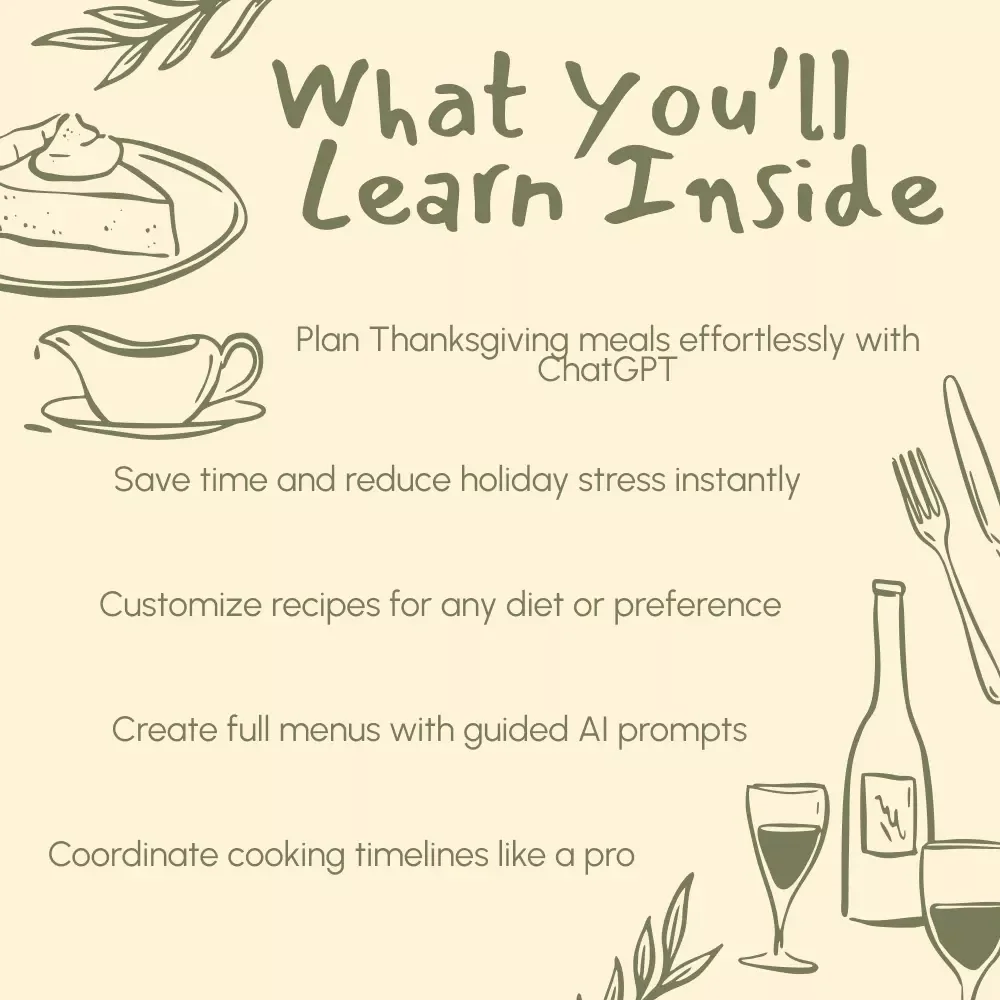ChatGPT in the Kitchen: Perfect Thanksgiving Recipes | AI-Assisted Holiday Meal Planner | Digital Download eBook, Menu Guide & Recipe Prompts
