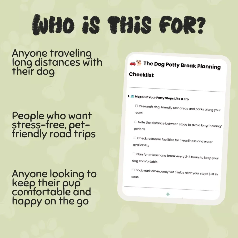 The Dog Potty Break Planning Checklist | Printable Travel Guide for Dog Owners | Road Trip Pet Care Planner | Digital Download for Pet Parents