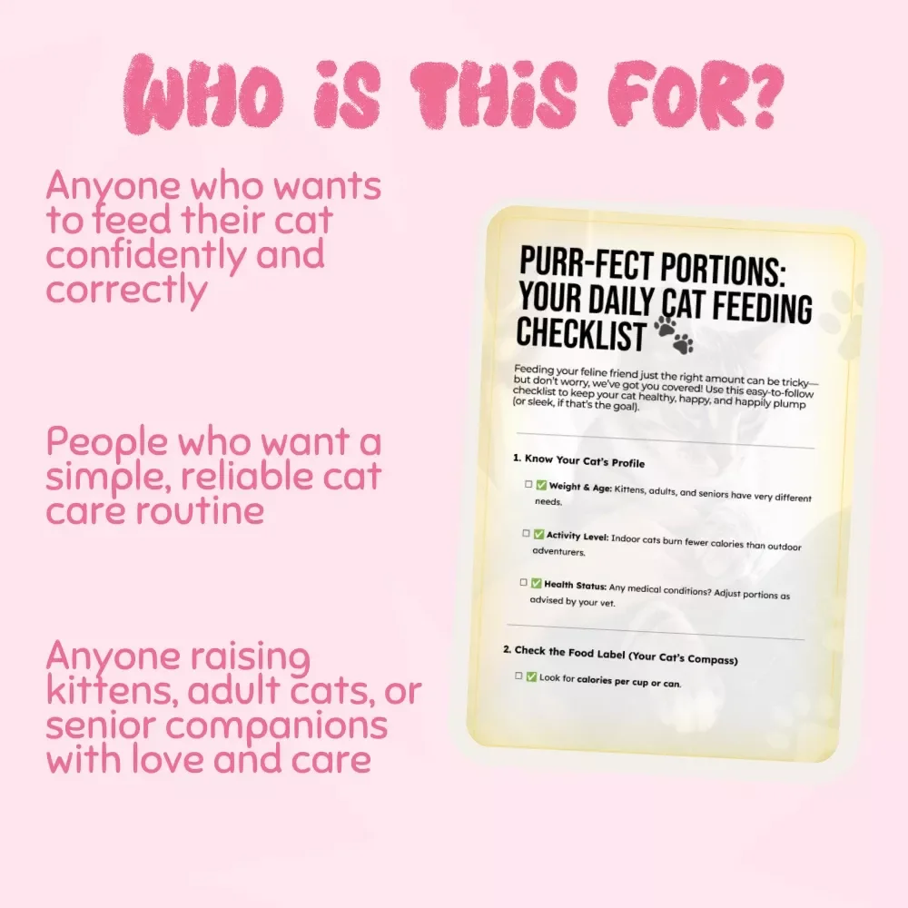 Purr-fect Portions: Your Daily Cat Feeding Checklist 🐾 | Cat Feeding Guide | Printable Cat Care Planner | Cat Nutrition eBook | Digital Download for Cat Owners