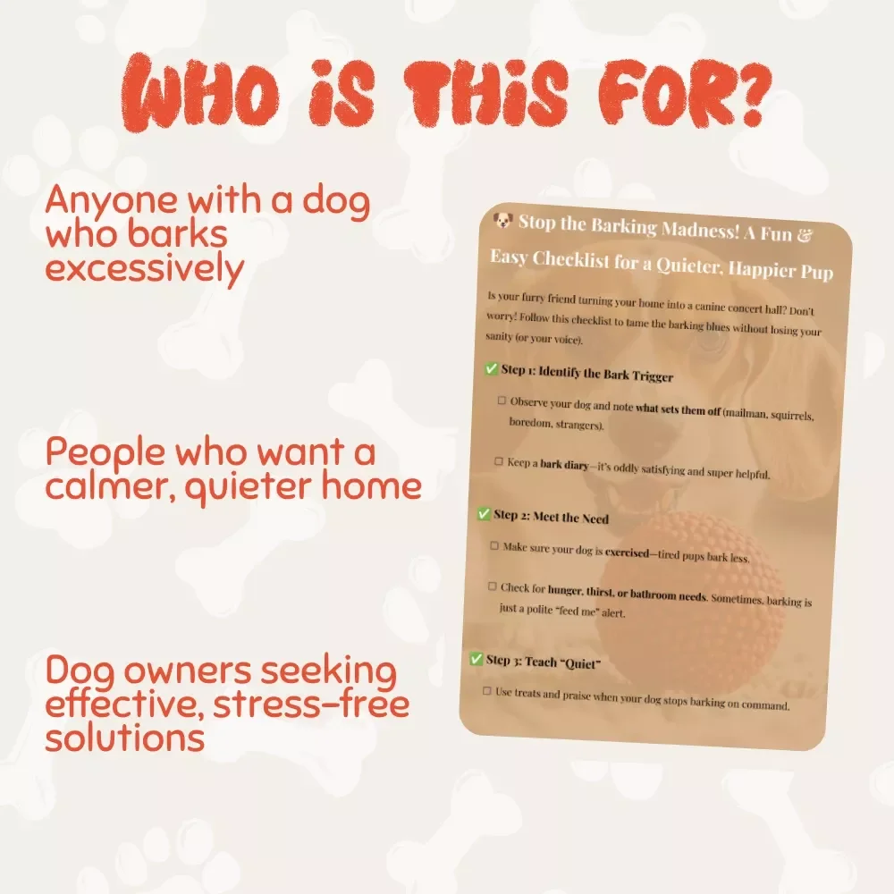 Stop the Barking Madness! A Fun & Easy Checklist for a Quieter, Happier Pup | Dog Training Digital Guide, eBook, Printable Checklist
