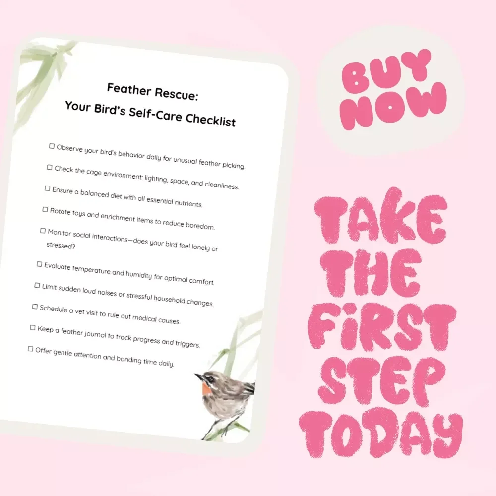 Feather Rescue: Your Bird’s Self-Care Checklist | Digital Guide for Pet Owners | Why Does My Bird Pluck Its Feathers? Parrot & Cockatiel Care Printable