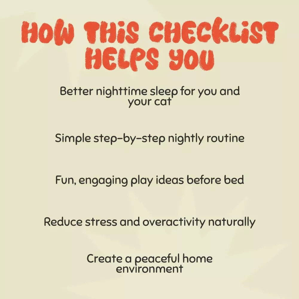 Tame the Midnight Madness: Your Checklist for Stopping Night Zoomies in Cats 🐾 | Cat Behavior eBook | Digital Download | Feline Sleep Training Guide for Cat Owners | Printable Cat Care Checklist