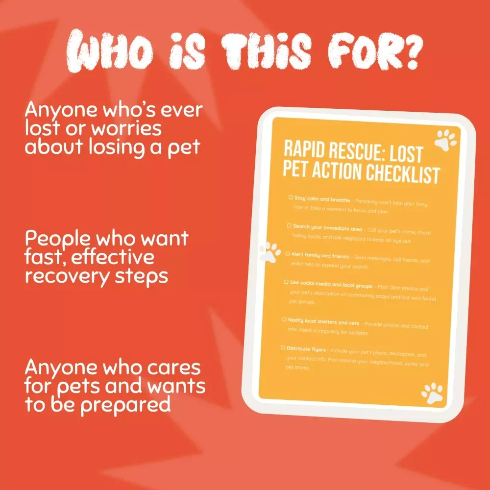 Rapid Rescue: Lost Pet Action Checklist | Printable What to Do When Your Pet Gets Lost Guide | Emergency Pet Finder Template