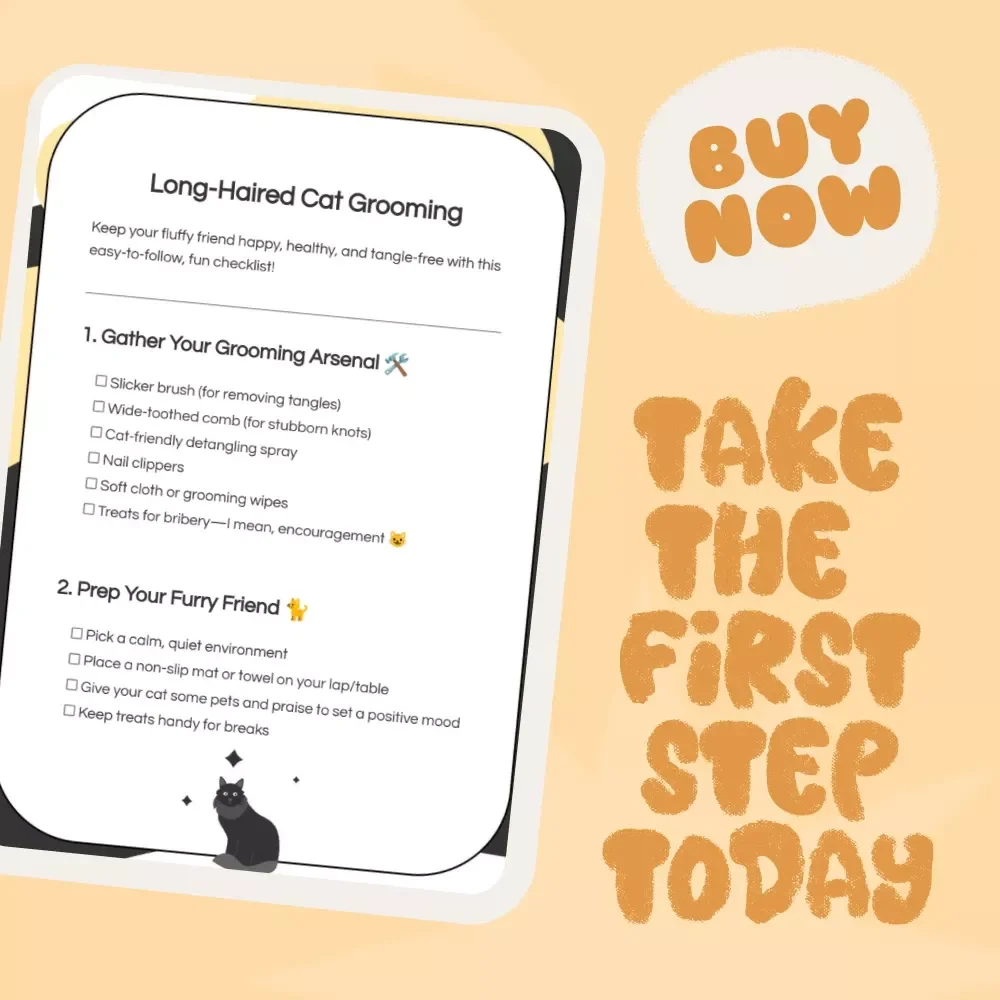 Long-Haired Cat Grooming Checklist | Digital Download for Cat Lovers | Best Way to Groom a Long-Haired Cat | Printable Pet Care Guide for Fluffy Cats