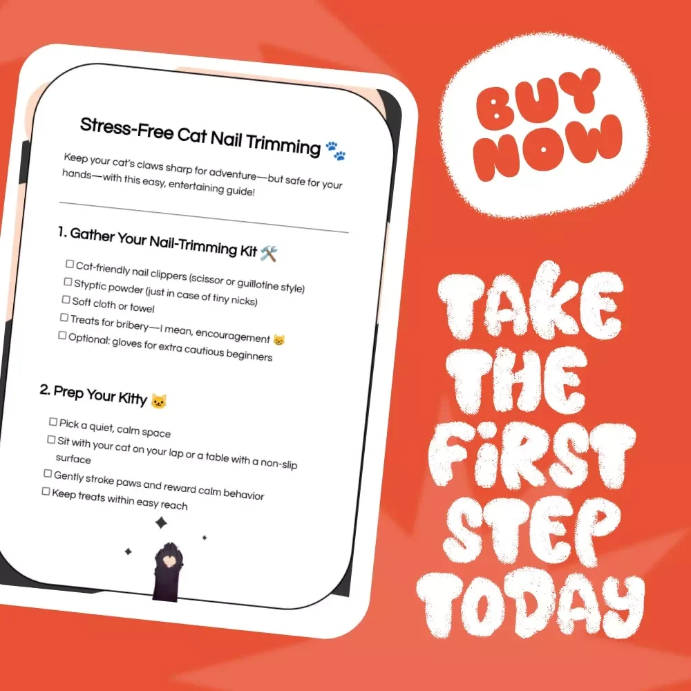 Stress-Free Cat Nail Trimming | Printable Cat Care Checklist | How to Trim Cat Nails Without Scratches | Calm Cat Grooming eBook Download