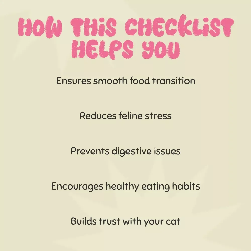 Cat Food Transition Checklist | Printable Pet Feeding Guide | Digital Download | Best Way to Switch a Cat to New Food Without Stress