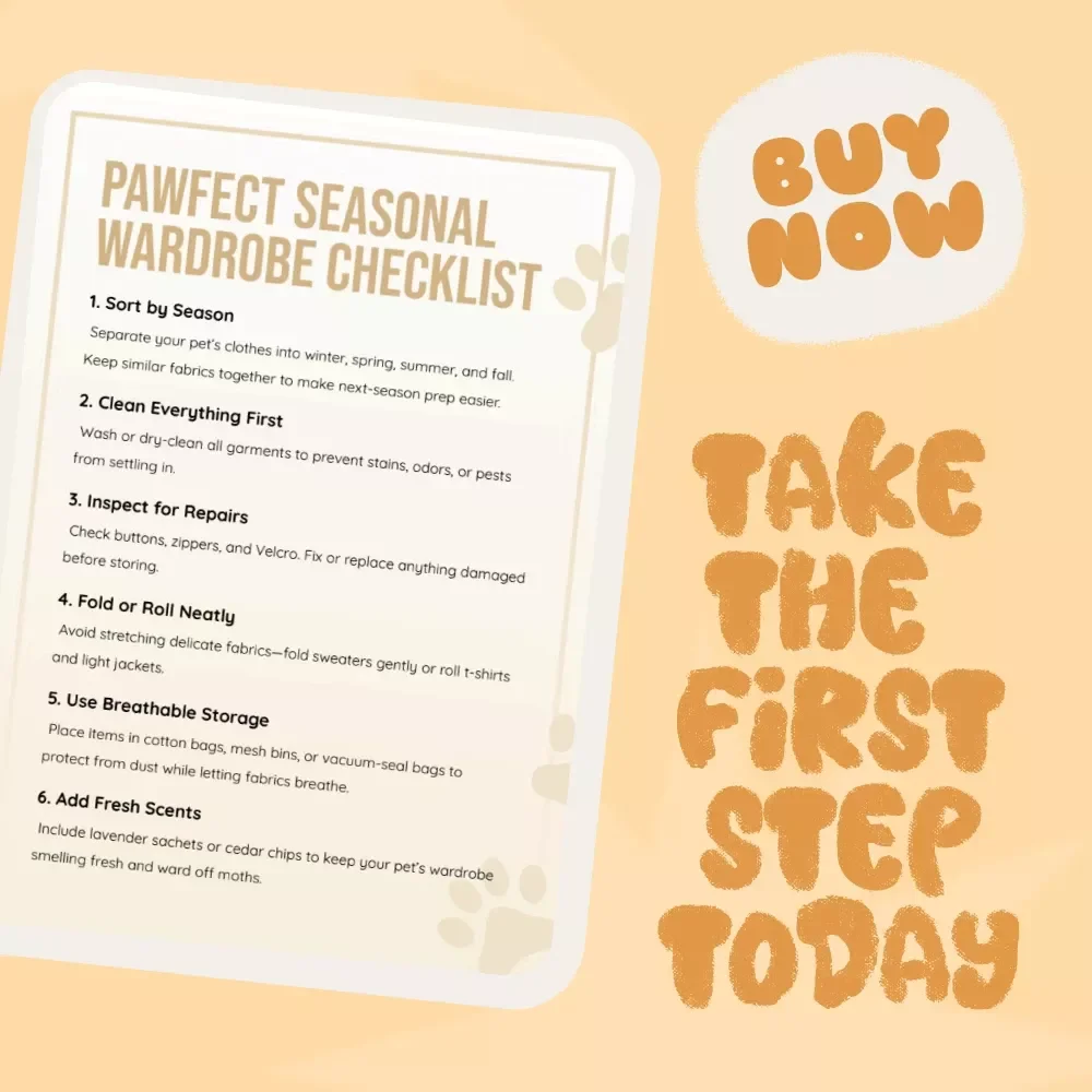 Pawfect Seasonal Wardrobe Checklist | Digital Pet Clothing Organizer & Storage Guide | Printable Tips for Storing Seasonal Pet Clothes