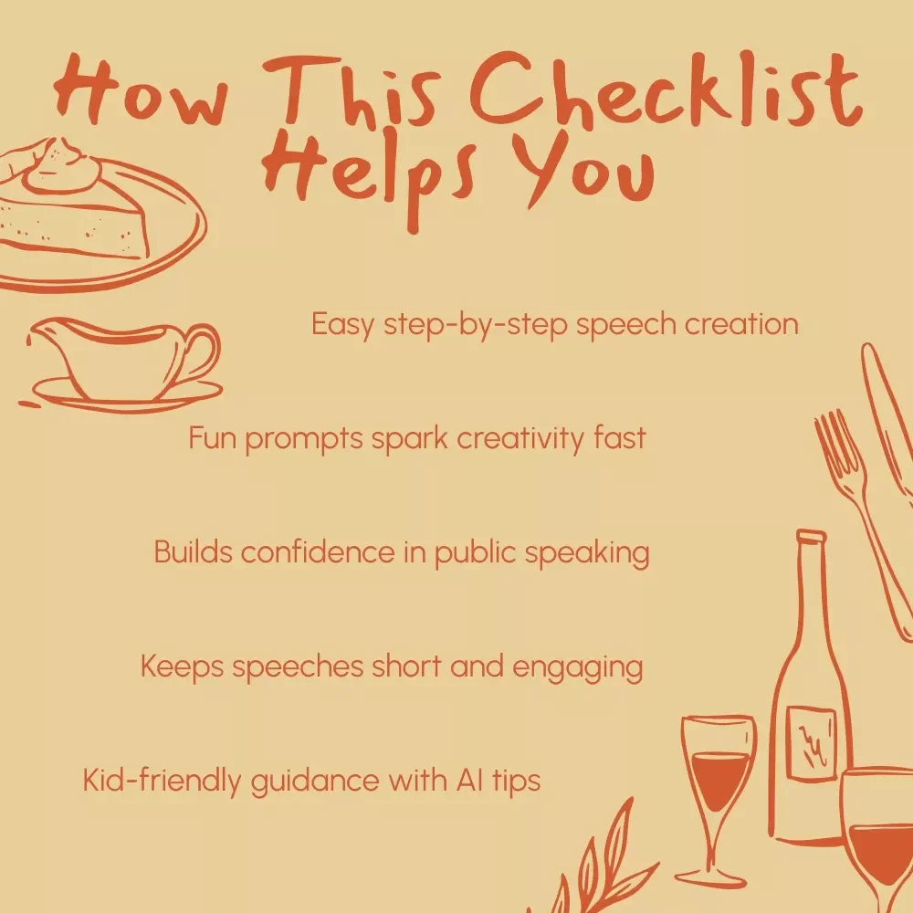 Thanksgiving Speech Checklist for Kids | Fun, Easy & Printable Guide on How to Write a Thanksgiving Speech for Kids