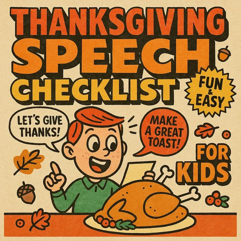 Thanksgiving Speech Checklist for Kids | Fun, Easy & Printable Guide on How to Write a Thanksgiving Speech for Kids