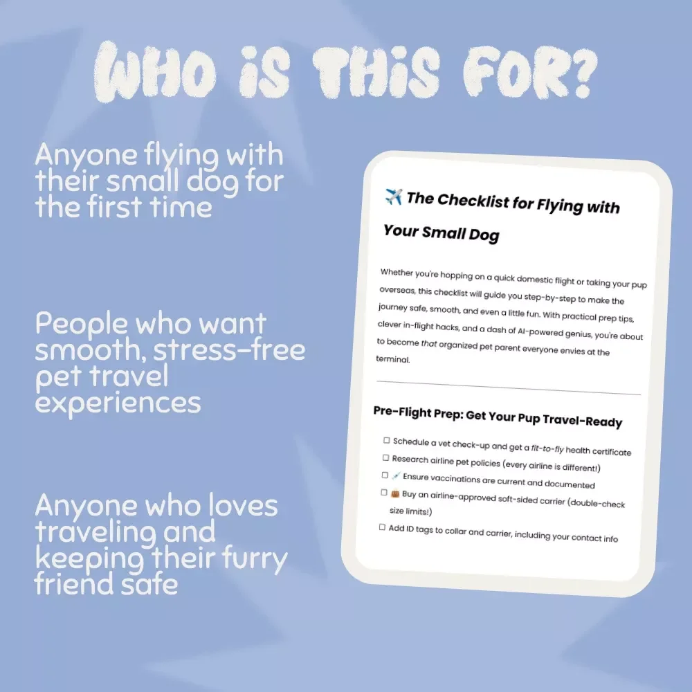 The Checklist for Flying with Your Small Dog | Travel with Pets Made Easy | Printable Pet Travel Guide for Dog Owners, Airplane Pet Checklist, Digital Download for Organized Travelers