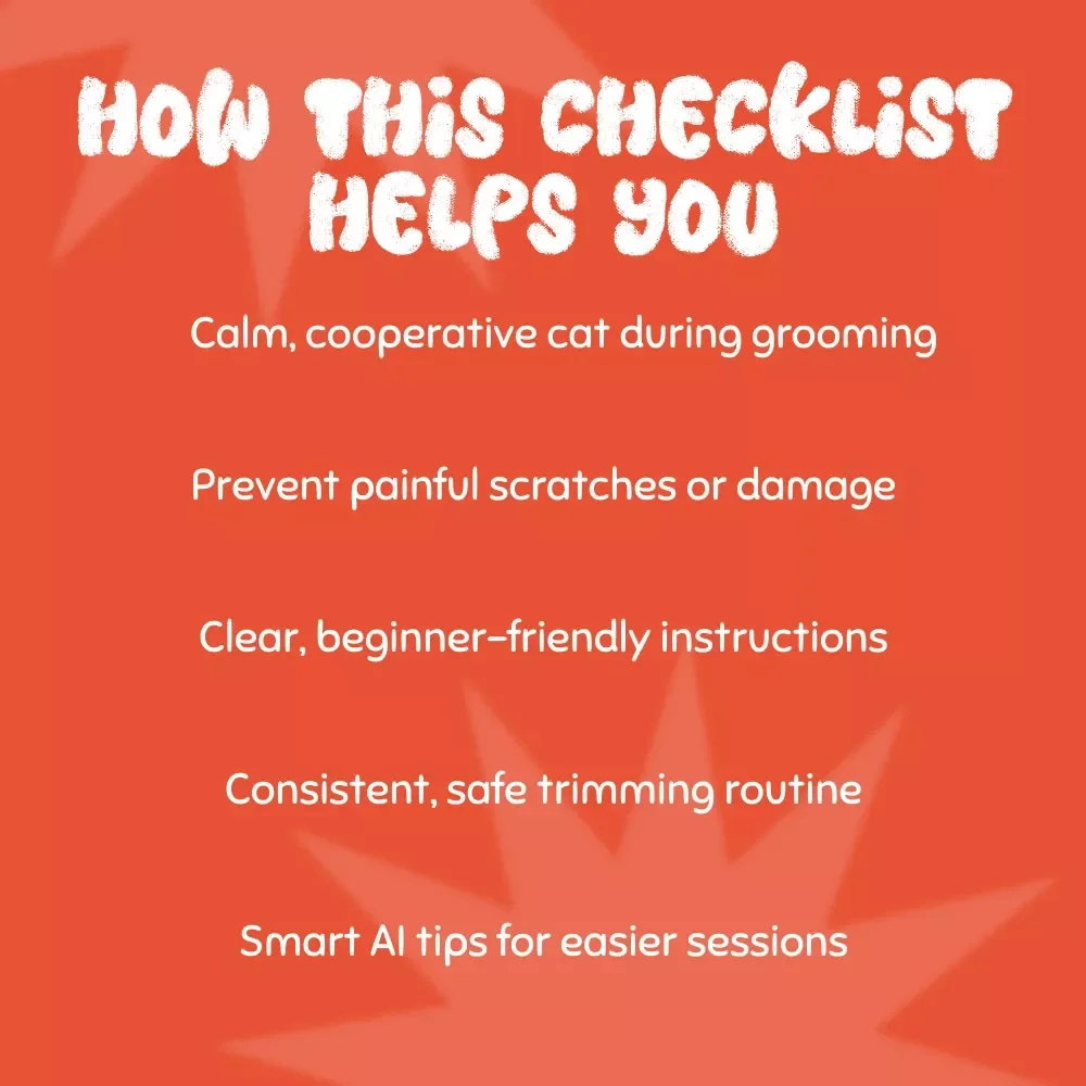 Stress-Free Cat Nail Trimming | Printable Cat Care Checklist | How to Trim Cat Nails Without Scratches | Calm Cat Grooming eBook Download