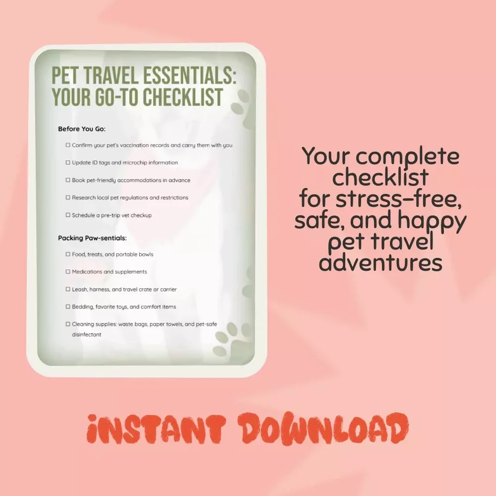 Pet Travel Essentials: Your Go-To Checklist | Printable Pet Travel Checklist for Stress-Free Adventures