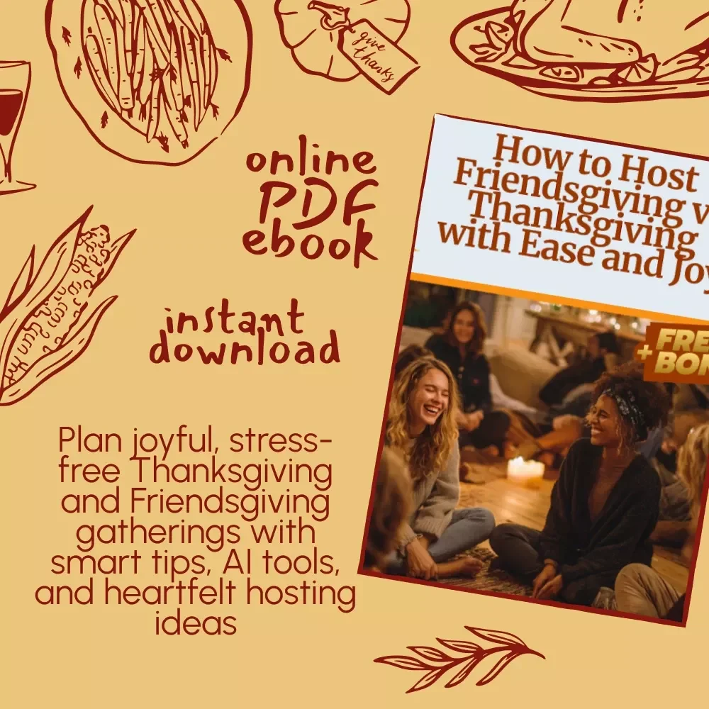 How to Host Friendsgiving vs Thanksgiving with Ease and Joy | Holiday Hosting eBook | Digital Download Guide for Stress-Free Entertaining, AI Menu Planning, and Budget-Friendly Gatherings