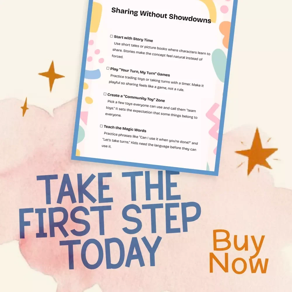 Sharing Without Showdowns | Printable Checklist for Parents | How to Teach Sharing Without Fights | Gentle Parenting Digital Download