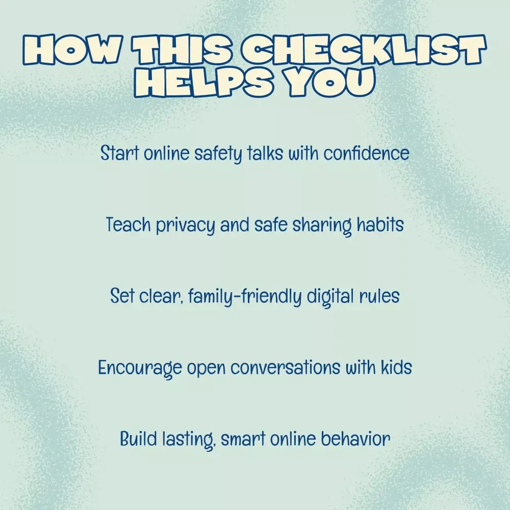 Talking Online Safety With Kids Checklist | Digital Download Printable Guide for Parents | eBook, Child Internet Safety Rules & Family Conversation Tips