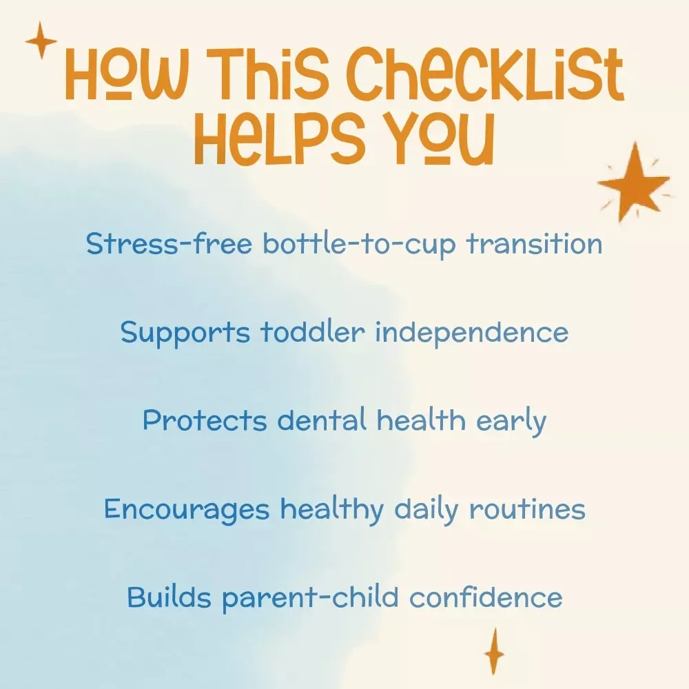 Bye-Bye Bottle! Toddler Bottle-Weaning Checklist | Digital Download Guide for Parents | Toddler Weaning Tips, Transition from Bottle to Cup eBook