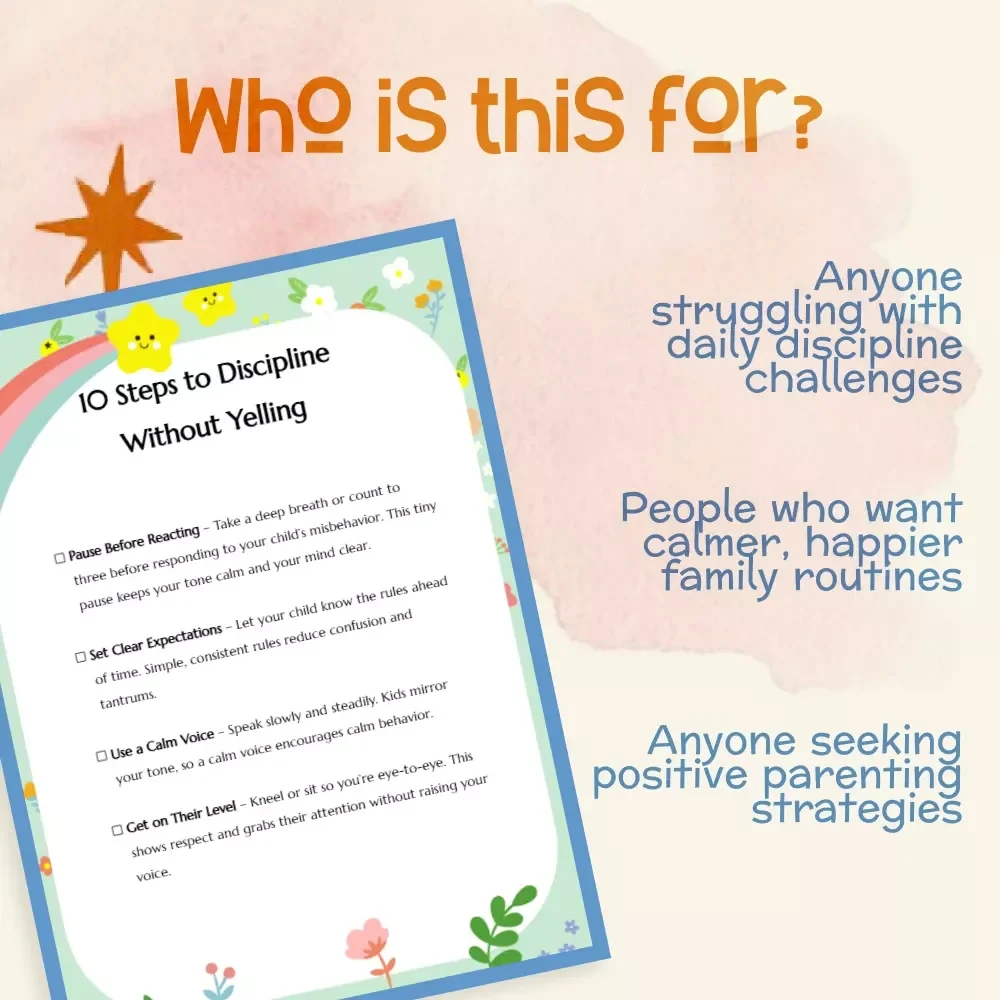 10 Steps to Discipline Without Yelling Checklist | Positive Parenting Guide to Calm & Effective Discipline