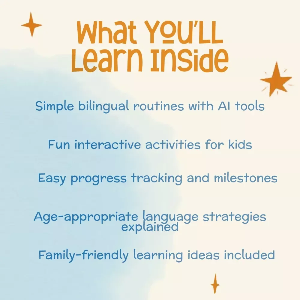 Bilingual Kids – AI-Powered Guide | eBook for Parents | Digital Download | How to Use AI for Bilingual Learning at Home | Language Acquisition, Family Learning, Checklists & Activities