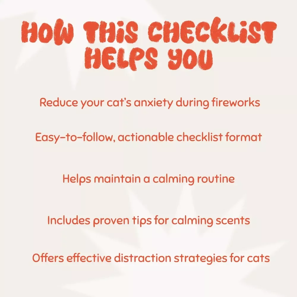 Calm Kitty Firework Survival Guide: A Printable Checklist to Help Your Cat Stay Safe & Calm During Fireworks