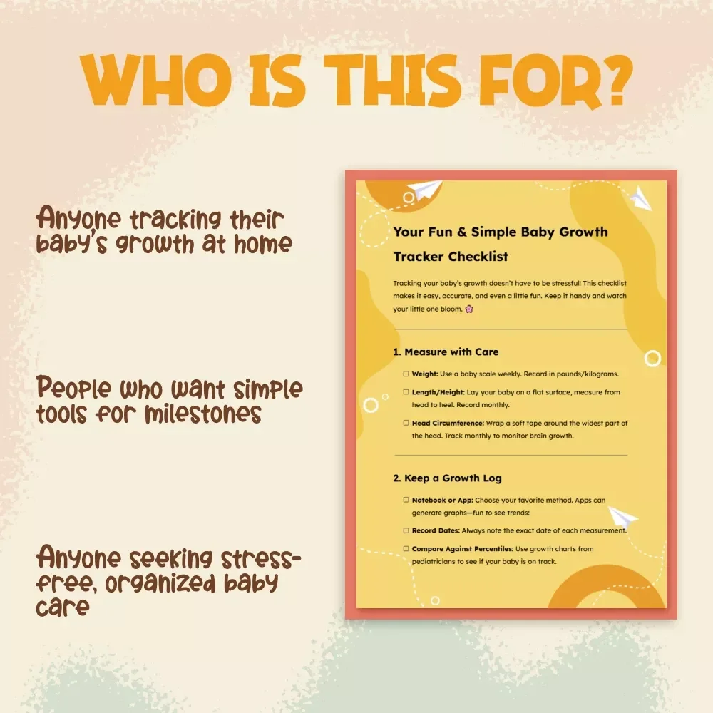 Your Fun & Simple Baby Growth Tracker Checklist | Printable Digital Download for Parents | How to Track Baby’s Growth at Home Easily