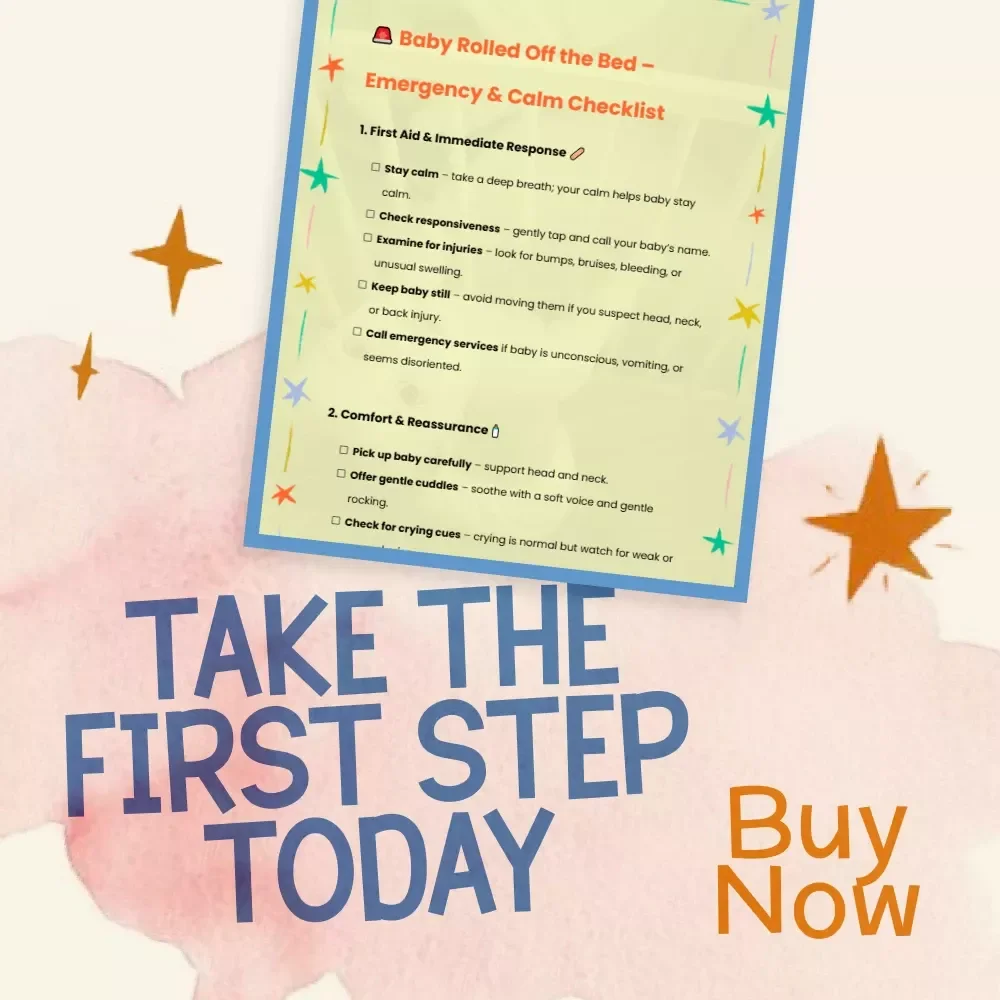 Baby Rolled Off the Bed – Emergency & Calm Checklist | What to Do When Baby Rolls Off Bed | Instant Digital Download | Printable First Aid & Safety Guide for New Parents