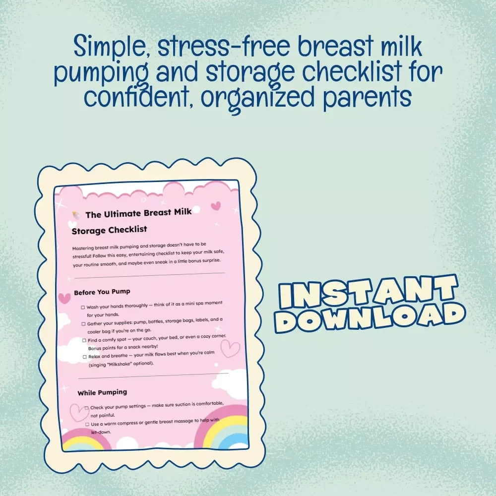 The Ultimate Breast Milk Storage Checklist | Printable Digital Download Guide, eBook & New Mom Pumping Organizer | Breastfeeding Storage System & Baby Feeding Planner