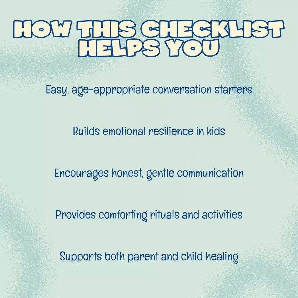 Gentle Conversations: How to Talk to Kids About Death Checklist | Digital Download Guide for Parents | How to Talk to Kids About Death Gently